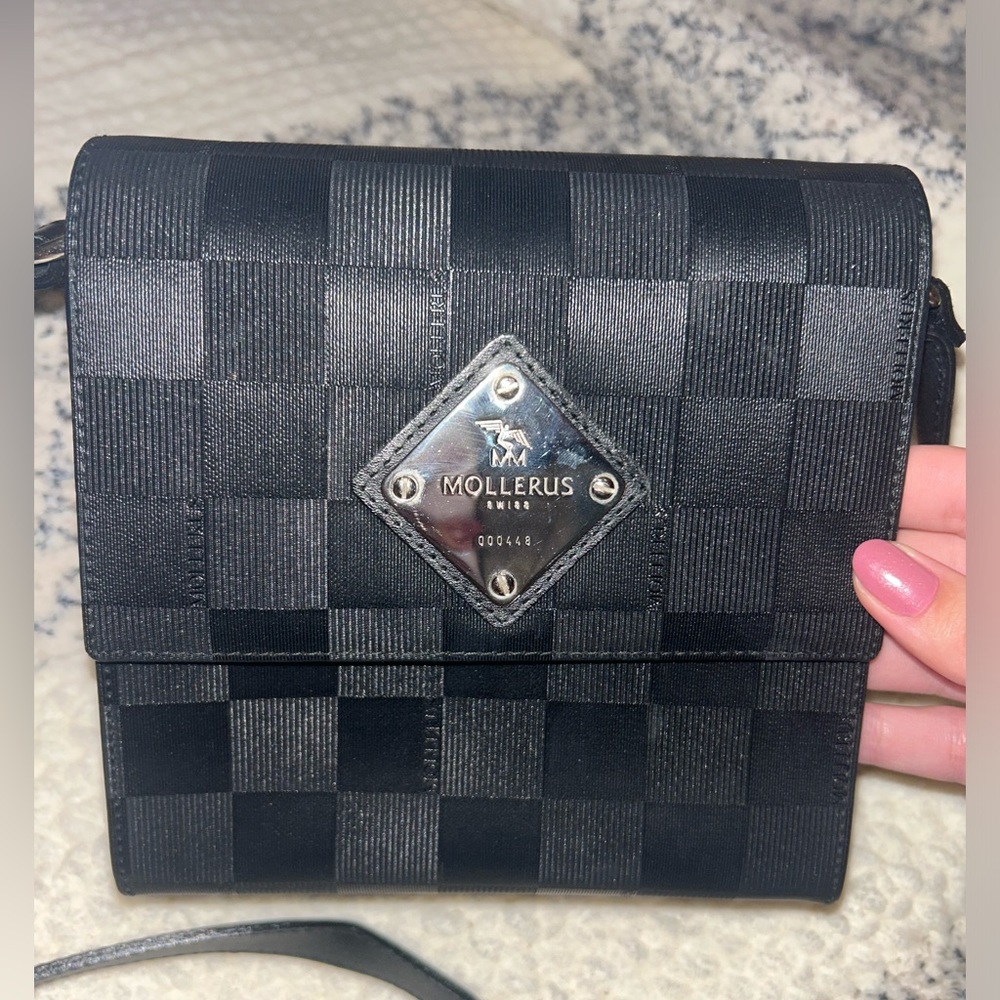 RARE EUC Maison Mollerus Leather Crossbody Black Bag